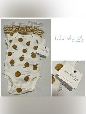 🆕CARTER’S LITTLE PLANET - 3M - NWT - 3PK - INFANT GIRLS BODYSUITS / ONESIES